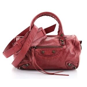 Balenciaga Mini Twiggy Moto Bag Cassis red Agneau
